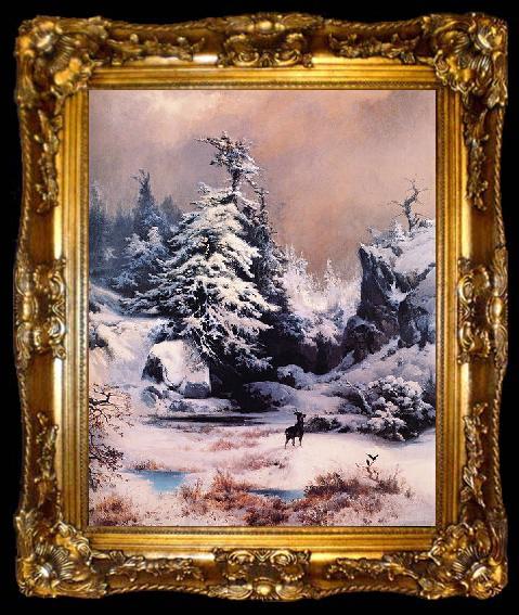 framed  Thomas Moran Winter in the Rockies, ta009-2